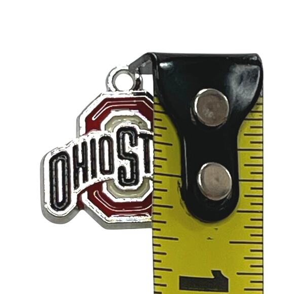 Ohio State Buckeyes Football Team Silver Tone Back 1/2" Pendant Red Enamel O - Picture 4 of 4
